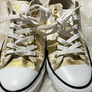 White & Gold Converse Chucks Sz 8 1/2